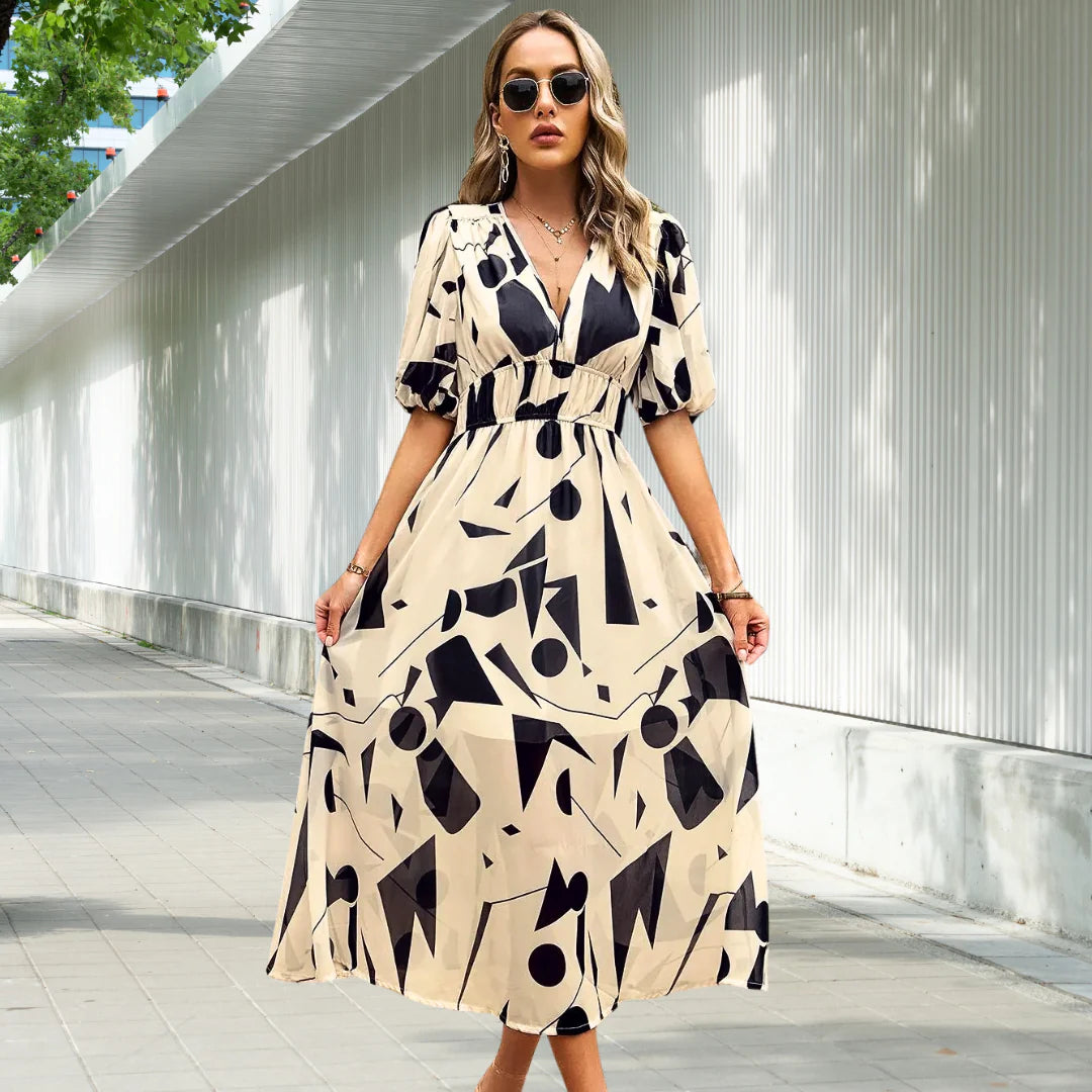 Leone  |  Midi Dress With Puff Sleeves