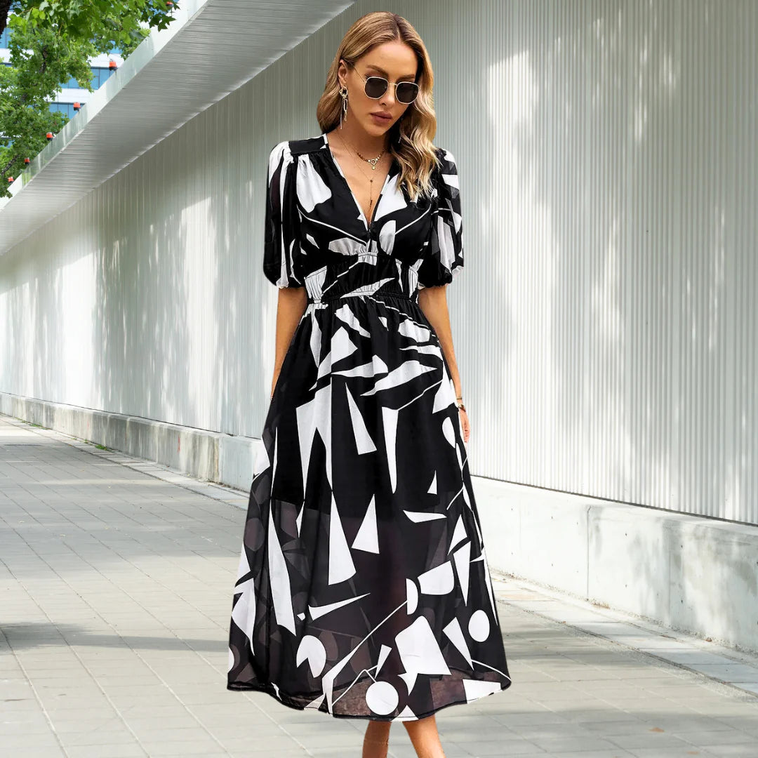 Leone  |  Midi Dress With Puff Sleeves