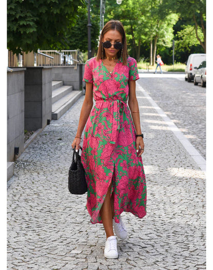 Hazal |  V-Neck Floral Maxi Dress