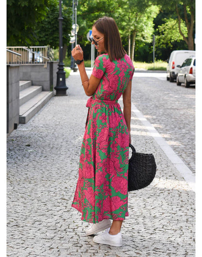 Hazal |  V-Neck Floral Maxi Dress