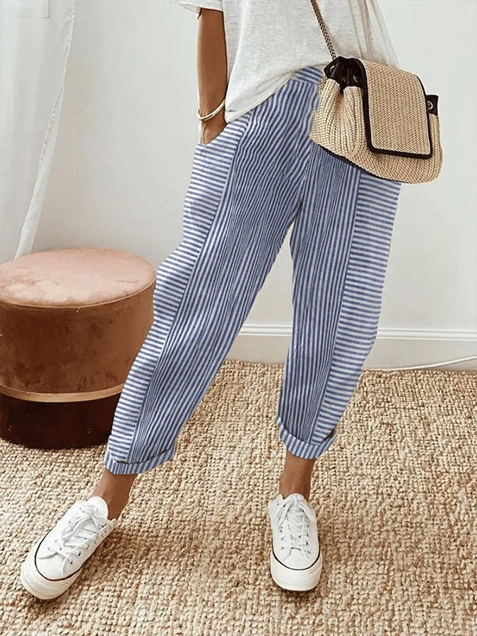 Lora | Striped Cotton Pants