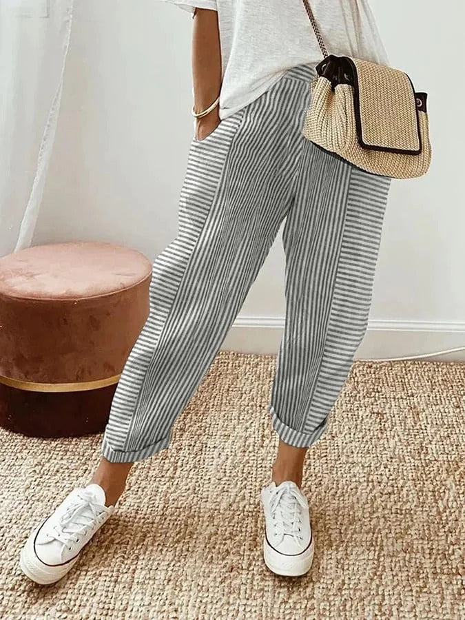 Lora | Striped Cotton Pants