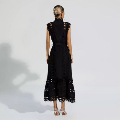 Lorna | Black  Sleeveless Hollow Maxi Dress